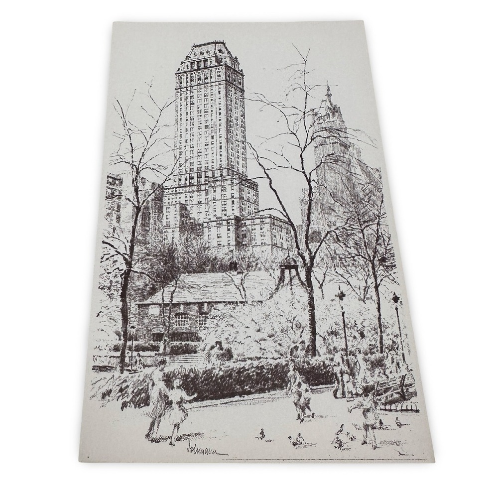 New Unused Vintage Hotel Pierre NYC Postcard Karl Dehmann Central Park View Gray
